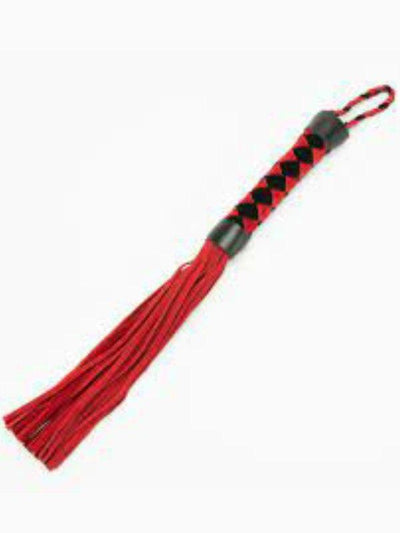 Checkered Handle Leather 38cm Flogger Red - Passionzone Adult Store